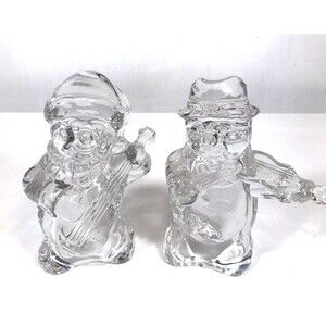 Mikasa Frostys Choir Snowman Playing the Mandolin & Violin Lead Crystal Figurine